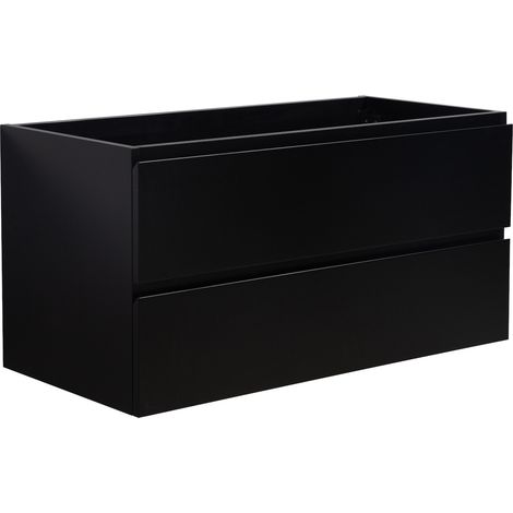 Meuble sous lavabo Angela 100cm - Badplaats - Noir Mat - Armoire (1/5)