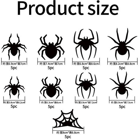 Décorations lumineuses LED clignotantes araignée et chauve-souris 3D pour Halloween - Vente en gros - Emballage sachet OPP - 45 lumières araignée LED