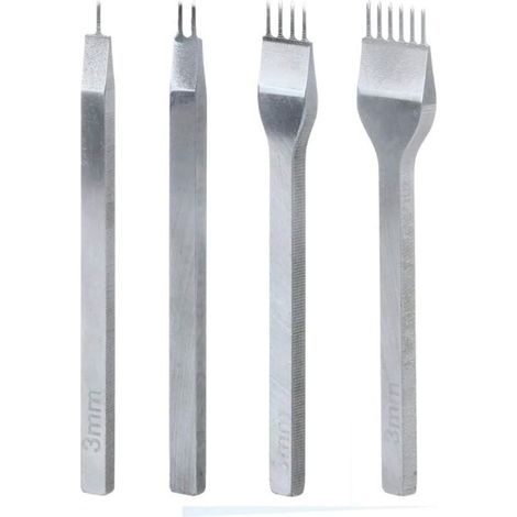 4 Pcs Kit Outils Perforatrice, 4mm DIY Cuir Kit, Outils Perforatrice Artisanat du Cuir Griffe Perforateur, Trou Couture Diamant Laçage, pour Trous de Cuir DIY Artisanat du Cuir (1/4)