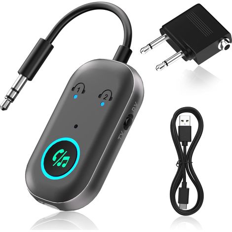 Adaptateur Bluetooth 5.3 - 2 en 1 Émetteur Récepteur - Jack 3,5 mm - Double Casque - TV PC Voiture Avion (1/5)