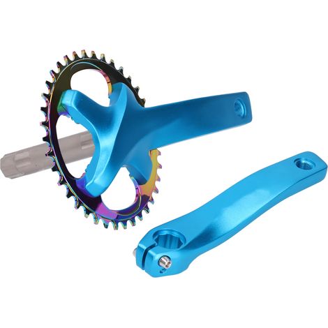 Pédalier ZK-22 pour vélo, en alliage d'aluminium, 38 dents, monovitesse, accessoire de plateau, bleu (1/5)