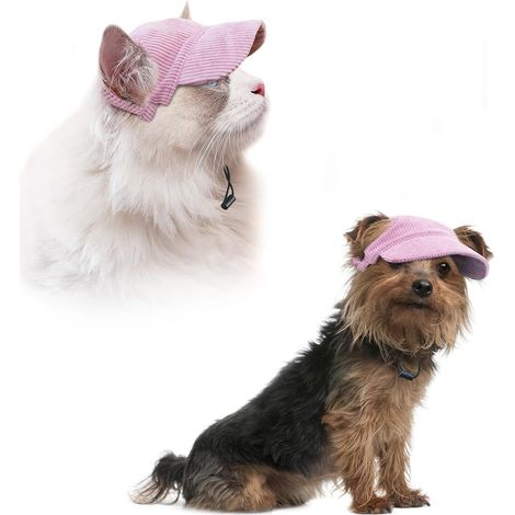 1 casquette pour chien, tissu velours côtelé, trous pour oreilles, sangle réglable, protection solaire, petite moyenne grande taille (1/5)