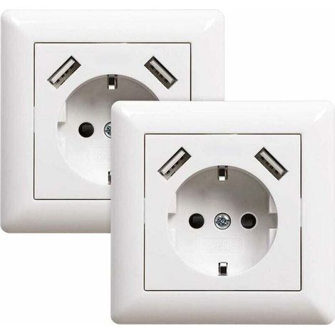 prese con porta USB (max. Presa a muro incassata con porta USB White System 55 Bianco lucido, di (1/4)