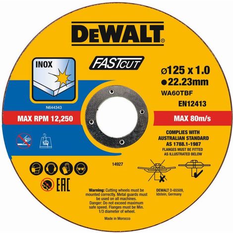 DeWALT - Satz Trennscheiben für Edelstahl 125x22,23 mm, 100 Stück DT20540