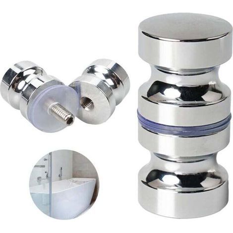 Bouton de Porte de Douche Poignée de Porte Rondes en Alliage D'aluminium pour Salle de Bain Porte en Verre Porte Coulissante (1/5)