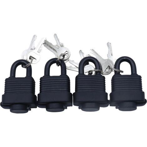 Cadenas Extérieur Étanche À La Pluie 4 Pièces Avec 3 Clés, Clé Non Universelle Cadenas En Laiton Pour Clôture De Garage À Usage Extérieur, 58,9x38,8mm (1/5)