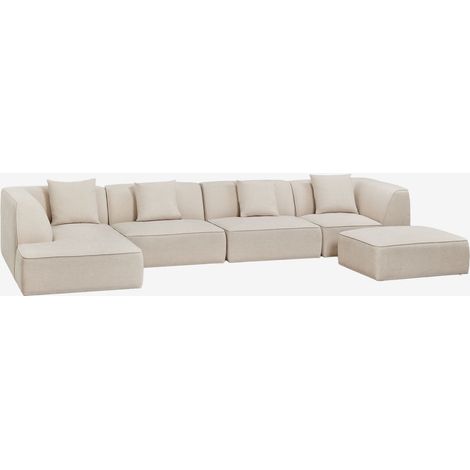 Canapé modulaire avec méridienne gauche 4 pièces avec pouf rembourré Cardea SKLUM (1/5)