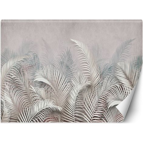 Papier peint feuilles de palmier gris 3d - 368 x 254 cm