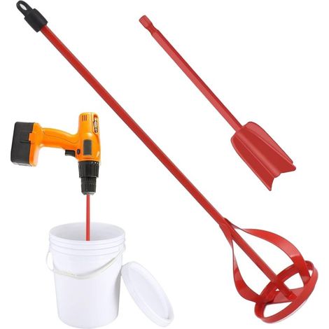 Lot de 2, tige de mélange pour mastic en poudre, mélangeur à peinture, perceuse électrique, marteau électrique, outil pour bétonnière, tige de mélange pour résine époxy (1/5)