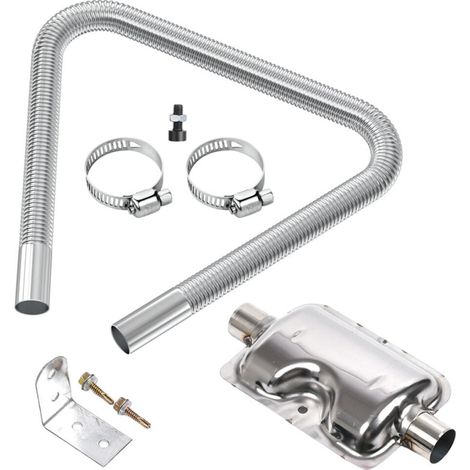 Tubo de escape con silenciador, fabricado en acero inoxidable, con 2 abrazaderas de acero inoxidable, longitud 120 cm, diámetro del orificio 25 mm (1/3)