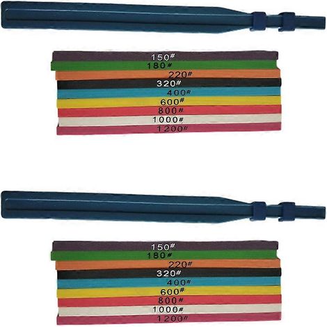 18 pierres à aiguiser en fibre/super céramique de 100 x 4 x 1 mm (pour le polissage des moules) + 1 support de serrage (1/5)