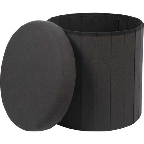 Pouf rotondo ROUNDO con contenitore, nero (1/5)