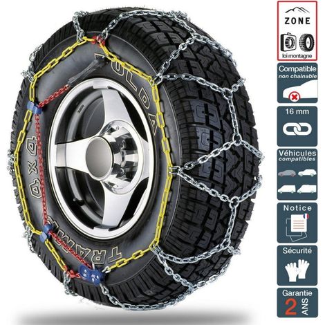 Chaines neige 4x4 SUV Utilitaires 16mm pneu 215/75R16 homologuées loi Montagne (1/5)