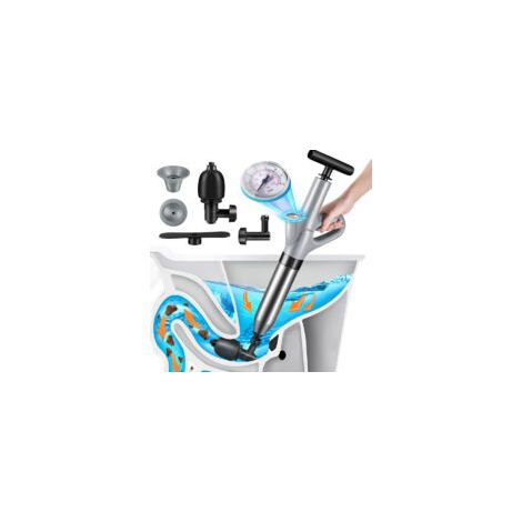 Déboucheur canalisation Pro - 3 Adaptateurs Inclus - Déboucheur à pompe - Evier - Toilette - Baignoire ,