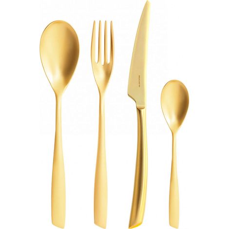 Set posate 24 pezzi in scatola Gallery Riviera Gold Oro PVD Sabbiato Bugatti