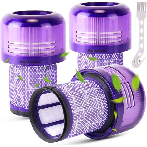3PCS Filtre Compatible avec Dyson v12 Detect Slim/Detect Slim Origin/Slim+/Detect Slim Absolute Aspirateur Accessoire Rechange Lavable Hepa Filter et 1 Brosse Nettoyage, Replacement Part 971517-01 (1/5)