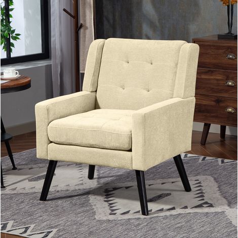 Fauteuil compact beige rembourré pour salon OKMYHOME (1/5)
