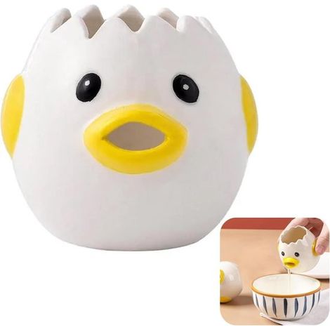 Separador de huevos,herramienta para huevos con forma de pollito blanco,separador de huevos adorable,utensilios de cocina,camping (amarillo) (1/5)