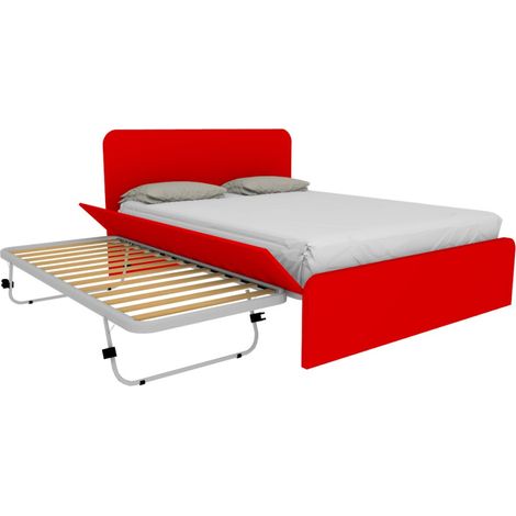 Letto matrimoniale 160x200 con rete estraibile e sollevabile - Rosso