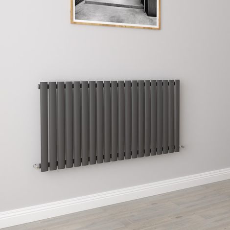 AICA Oval Column Designer Radiator Central Heating Horizontal 600x1180mm Single Anthracite