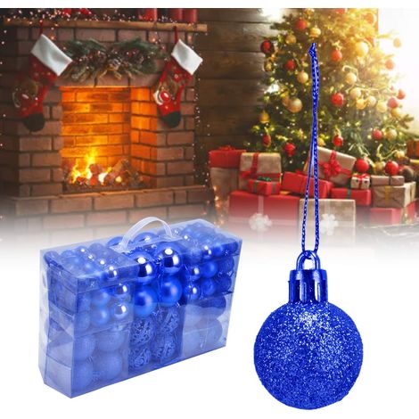 100 boules de Noël incassables bleues, décoration pour sapin et fête de Noël, lot de 100 pièces (1/5)