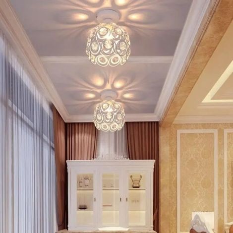 U-do 20cm Plafonnier Cristal Moderne Suspension Luminaire Contemporain pour Entrée Allée Porche Couloir Chambre E27 (1/4)