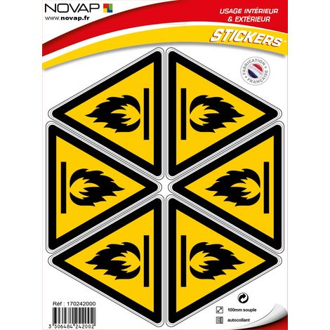Planche 6 Pictogrammes Triangle 100mm - Danger Matières Inflammables - 4242002