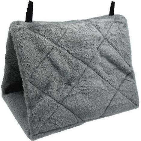 Hamac en peluche chaude pour perroquets - Tente suspendue confortable pour cage, lit d'hiver pour oiseaux de compagnie (Gris, 241518cm)