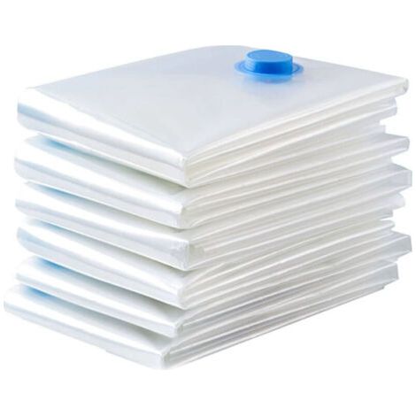 6 Pièces 70x50cm Sac de Compression Housse Aspirable Rangement Réutilisables pour Matelas, Tente, Couettes, Literie, Oreillers