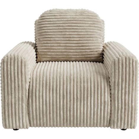 ELVIS - Fauteuil gros velours côtelé - Beige (1/5)