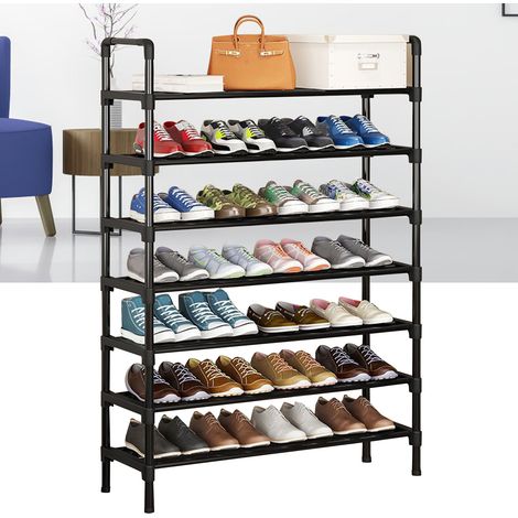 Étagère à chaussures haute à 7 niveaux, gain de place, résistante à la poussière, pour un rangement stable et idéal dans une entrée, un placard, une chambre ou un vestiaire. (1/5)