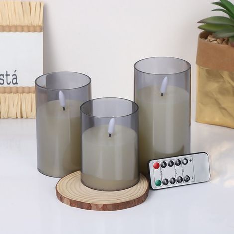 BelleRise - Bougies LED sans flamme en acrylique à effet vacillant, avec télécommande et minuterie (1/5)