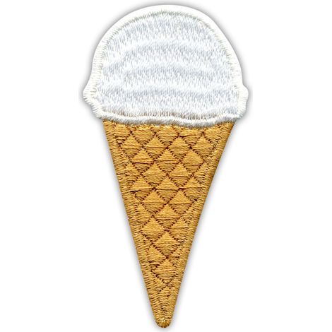Patchion Eiscreme – Weißes Sorbet – Magnetische Rückseite – Gestickter Aufnäher/Abzeichen/Emblem