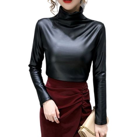 Veste de motard classique en similicuir pour femme, taille L (1/5)
