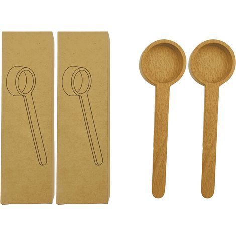 Cuillère À Café En Bois - 16 8 Cm - En Noyer Noir Et Hêtre - Pour Café Moulu - 2 Pièces (1/5)