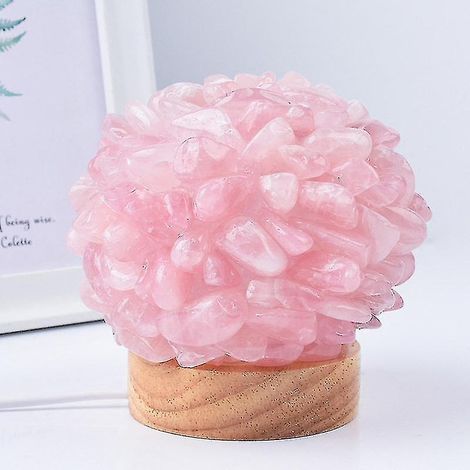 Lampe de nuit en cristal de quartz naturel, veilleuse blanc chaud, décoration pour chambre à coucher, anniversaire (rose) (1/4)