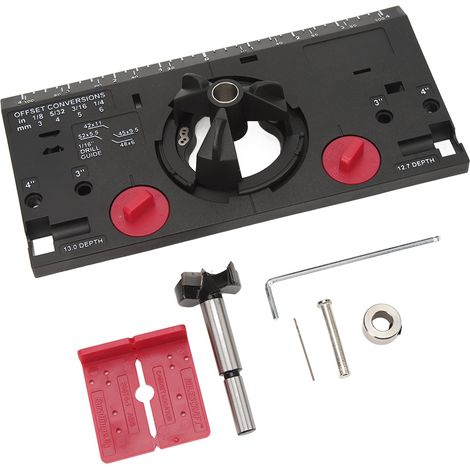 Gabarit de perçage pour charnières de 35 mm, guide de perçage pour charnières de travail du bois avec fraise et foret de 1,6 mm (1/16 po), noir (1/5)