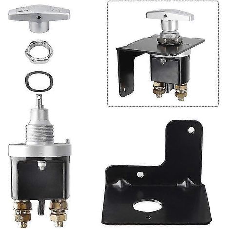 Interrupteur de batterie 12V, coupe-circuit de batterie robuste, disjoncteur, isolateur avec trou de serrure, compatible avec les camping-cars et les fourgons aménagés. (1/3)