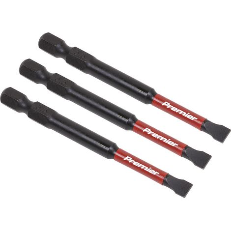 Sealey AK8252 Premier Slotted Impact Power Tool Bits 5.5 x 75mm 3pc