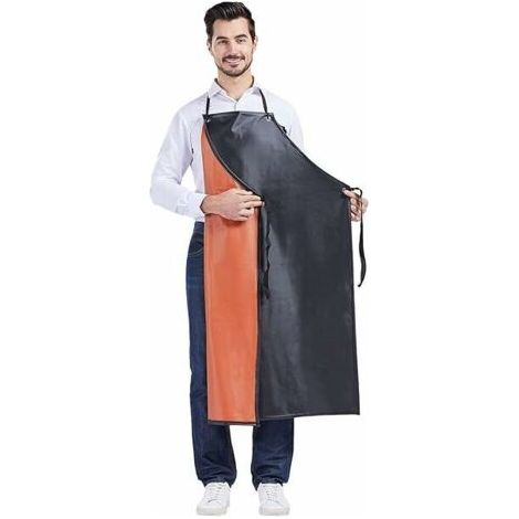 Grembiule protettivo, grembiule da lavoro sottile in PVC, leggero, impermeabile, grembiule unisex per macello, grembiule da fabbrica resistente all'olio e all'acqua (1/5)