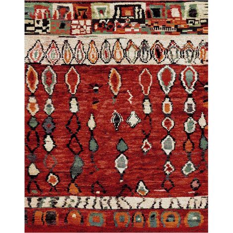 Tapis berbère motifs tribaux 140x200 rouge LYN8 MOROCO