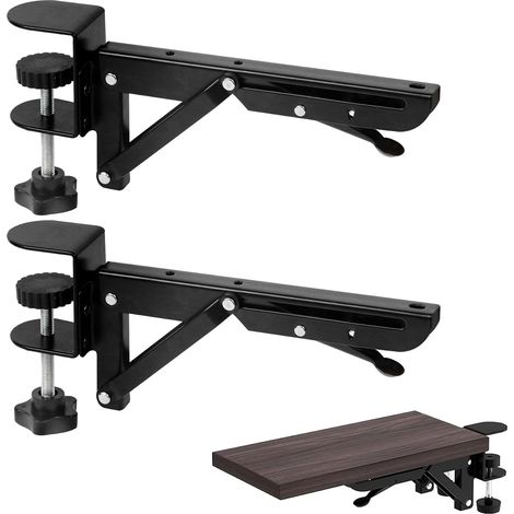 Soporte para bandeja de teclado y estante de escritorio - Abrazadera de extensión plegable para tableta con clip para mouse, abrazaderas en C ajustables, extensión de mesa para escritorio de bricolaje (1/5)
