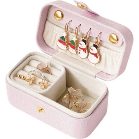 Boîte à bijoux Mini boîte à bijoux avec compartiment séparé pour bagues, portable (1 pièce, convient pour colliers, bagues, brac (1/5)