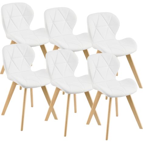Set 6 Sedie Älmhult con Rivestimento in Similpelle Trapuntata - Bianco [en.casa]