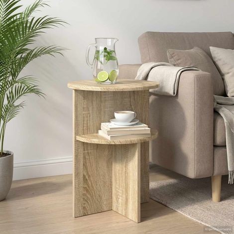 Tavolo laterale con archiviazione Rovere Sonoma Ø 39,5 x 55 cm vidaXL