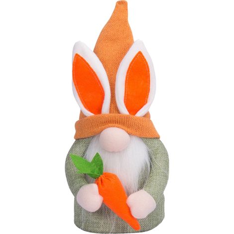 (Orangefarbener Hut) Osterdekoration: Hase mit Ei, Zierpuppe, Menü, gesichtsloser Rudolph, Geschenk (1/2)