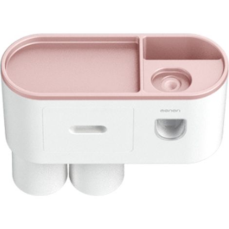 1 porte-brosse à dents et gobelet sans perçage, fixation murale par ventouse, plateau multi-compartiments, ABS (1/5)