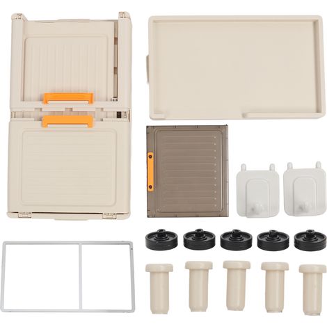 Boîte de rangement pliable, grande capacité, porte transparente, conteneur empilable avec roulettes et couvercles pour maison, école, bureau, couche unique, 32x56x36cm (1/5)