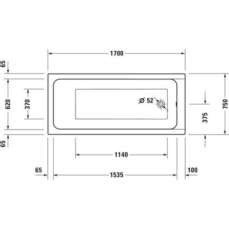 DURAVIT 700671000000000 D-Code blanc, 1700x750 mm, profondeur intérieure 450 mm (1/2)