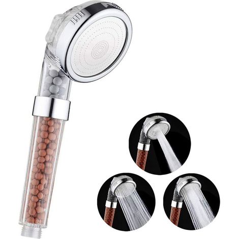 Pommeau Douche, Pommeau Douche Anti Calcaire Économiseur d'Eau Haute Pression Filtre à Trois Niveaux Système de Filtrage Ionique (1/5)